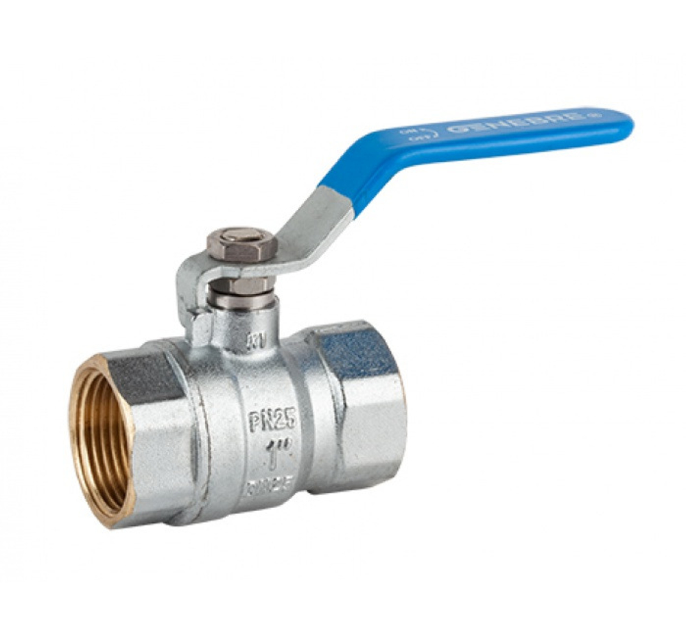 Кран шаровой стандартнопроходной GENEBRE 3028 07 DN32 PN25, G11/4" ВР/ВР, корпус - латунь, шар - латунь, уплотнение шара - PTFE, ВР/ВР, рукоятка-рычаг, резьба BSPP