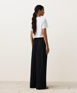 OYSHO Прямые брюки из 100% льна с декоративной строчкой, черный