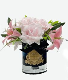 Розовые лилии и розы в черной вазе, Cote Noire