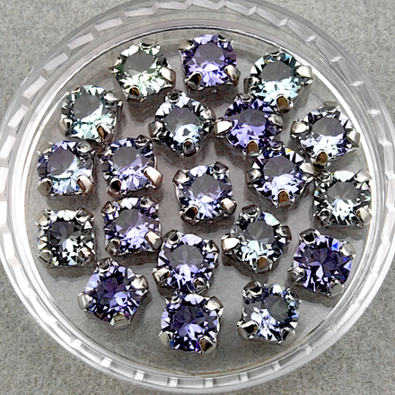 Шатоны Swarovski 1088 в оправах, цвет Лаванда-Хризолит смешанный/родий (Provence Lavender-Chrysolite Blend/Rhodium)