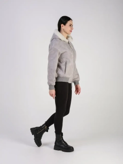 Двусторонняя дубленка зимняя шуба натуральная с капюшоном