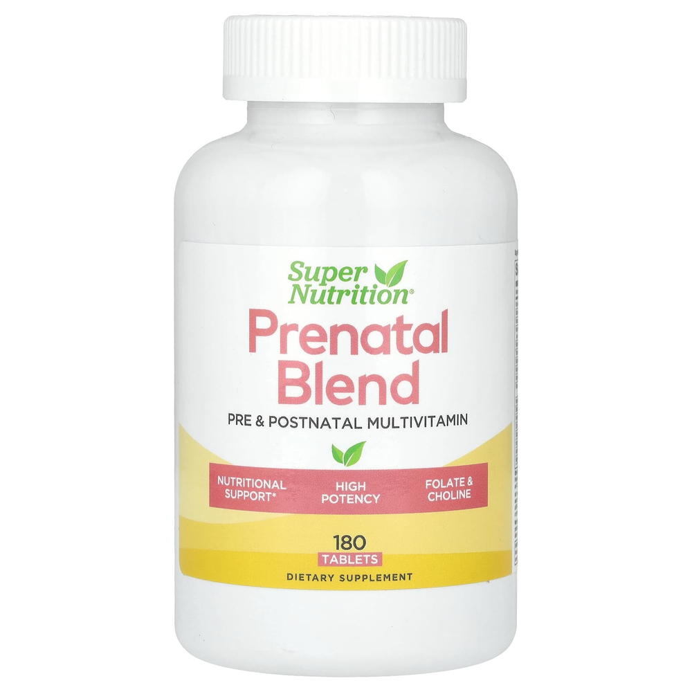 Super Nutrition, смесь для беременных, мультивитамины, фолат и холин, 180 таблеток