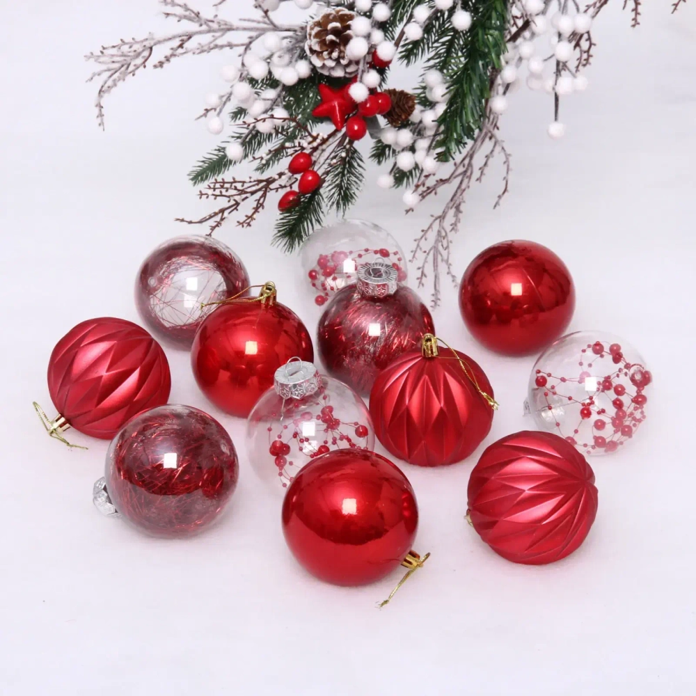 Набор шаров 8 см «Волшебство» (в наборе 12 шт), Красный