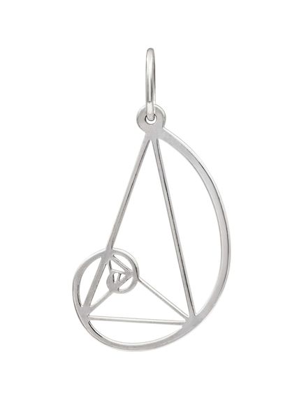 Фото подвески золотое сечение без контура из серебра, вид анфас.