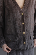 Кардиган из пушистого трикотажа коричневый