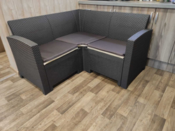 Угловой диван под ротанг Калифорния “California“ 136х136 см арт.80497 с подушками на сиденье