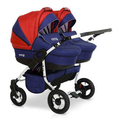 Детская коляска для двойни Verdi Twin 2 в 1 (Синий/красный)