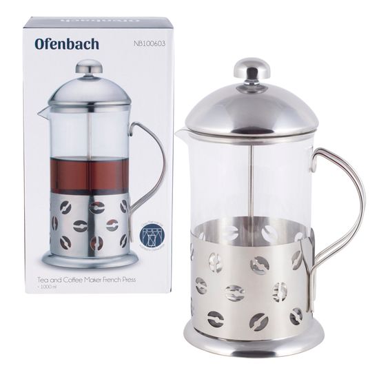 Френч-пресс 1000 мл. Ofenbach NB 100603 стекло, нержавеющая сталь