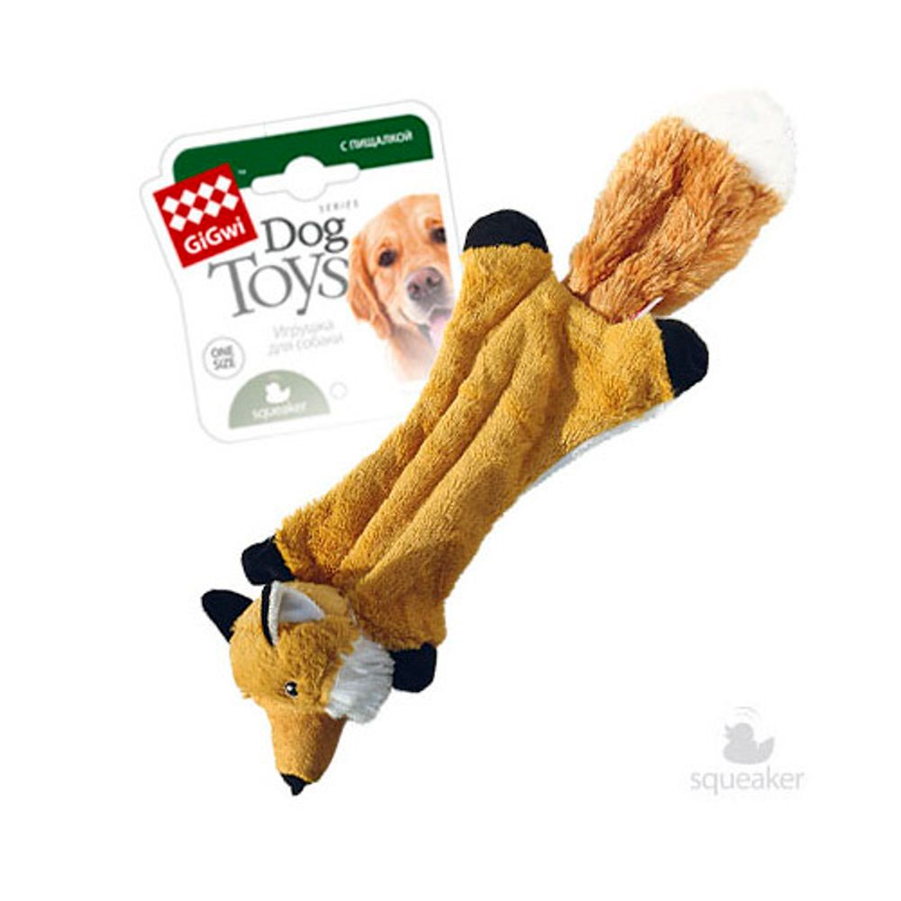 Gigwi PLUSH FRIENDZ игрушка для собак шкурка лисы с пищалками 41 см