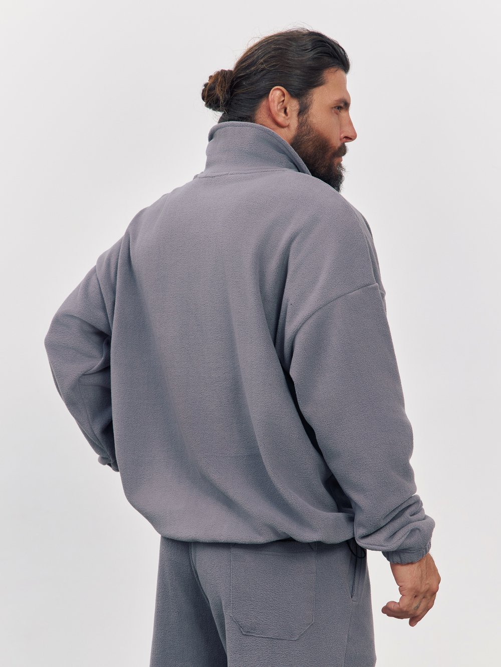 Свитшот "half zip" флисовый (серый)