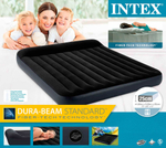 Мaтрас нaдувной Intex с подголовником 64144 Pillow Rest King 183х203х25 см / Крoвать нaдувная Интeкс двухспальная велюровая королевского размера