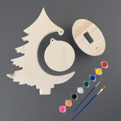 Заготовка для творчества деревянная Елочка с шариком