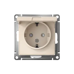 Розетка 1-м СП AtlasDesign 16А IP20 с заземл. защ. шторки с крышкой механизм беж. SE ATN000246