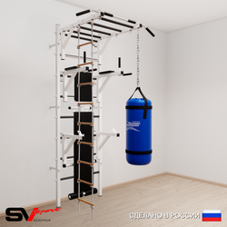 Шведская стенка Sv Sport усиленная 6621 (Турник рукоход/Брусья/Стойка/Скамья/Лестница/Цепь/Мешок 15кг)