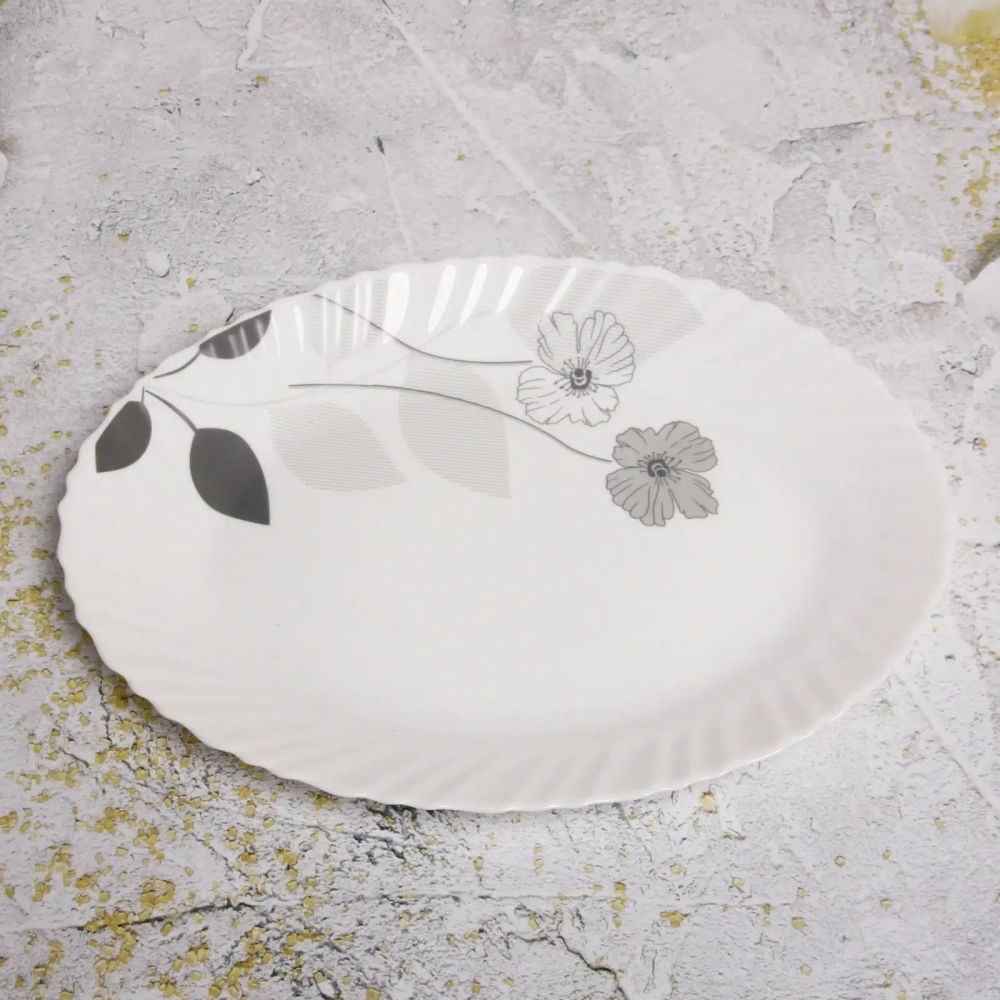 Блюдо сервировочное «Grey flowers» 34*26см стеклокерамика