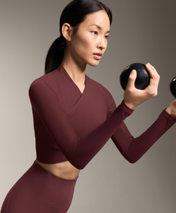 Oysho Футболка с длинными рукавами Comfortlux, бордовый