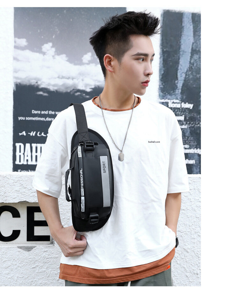 Сумка на пояс мужская СПОРТ через плечо на плечо поясная для документов спортивная, черная