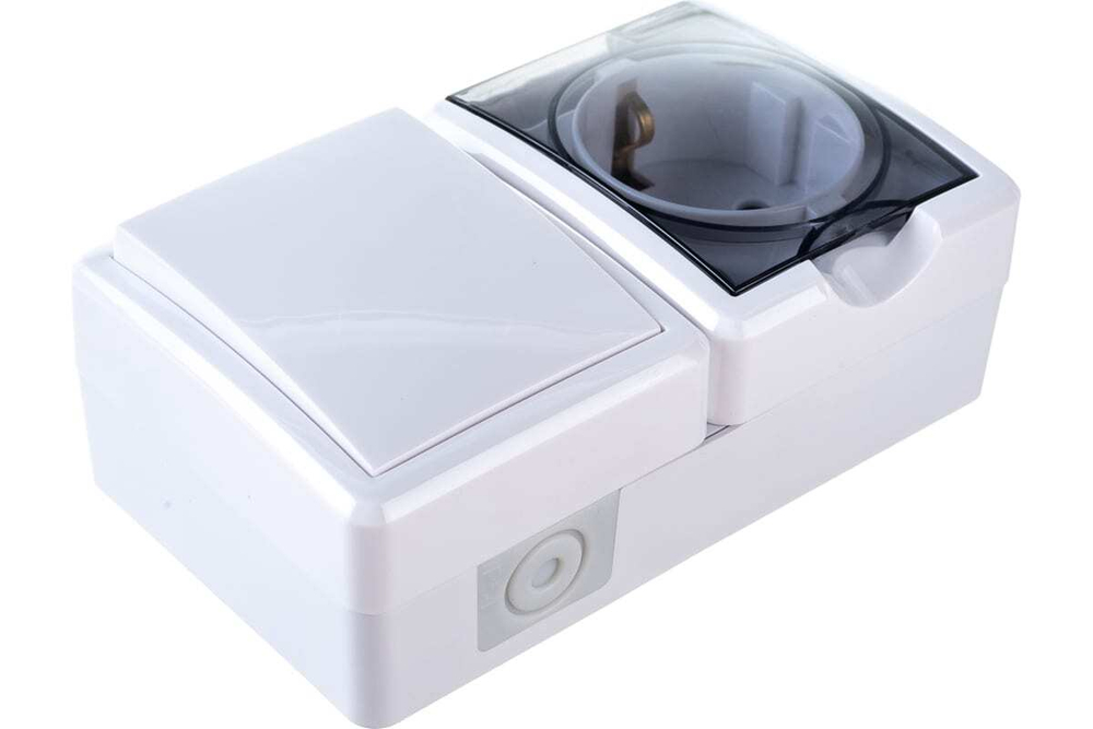 Блок розетка+выключатель IP54, 16A(10AX)-250В, белый Эксперт ЭРА