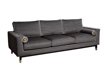 Диван Madrid Memory с кантом трехм. без мех.,велюр серый Colt1003+Colt030