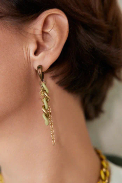 HMG 1332 Enamel chain olive серьги арт.0790