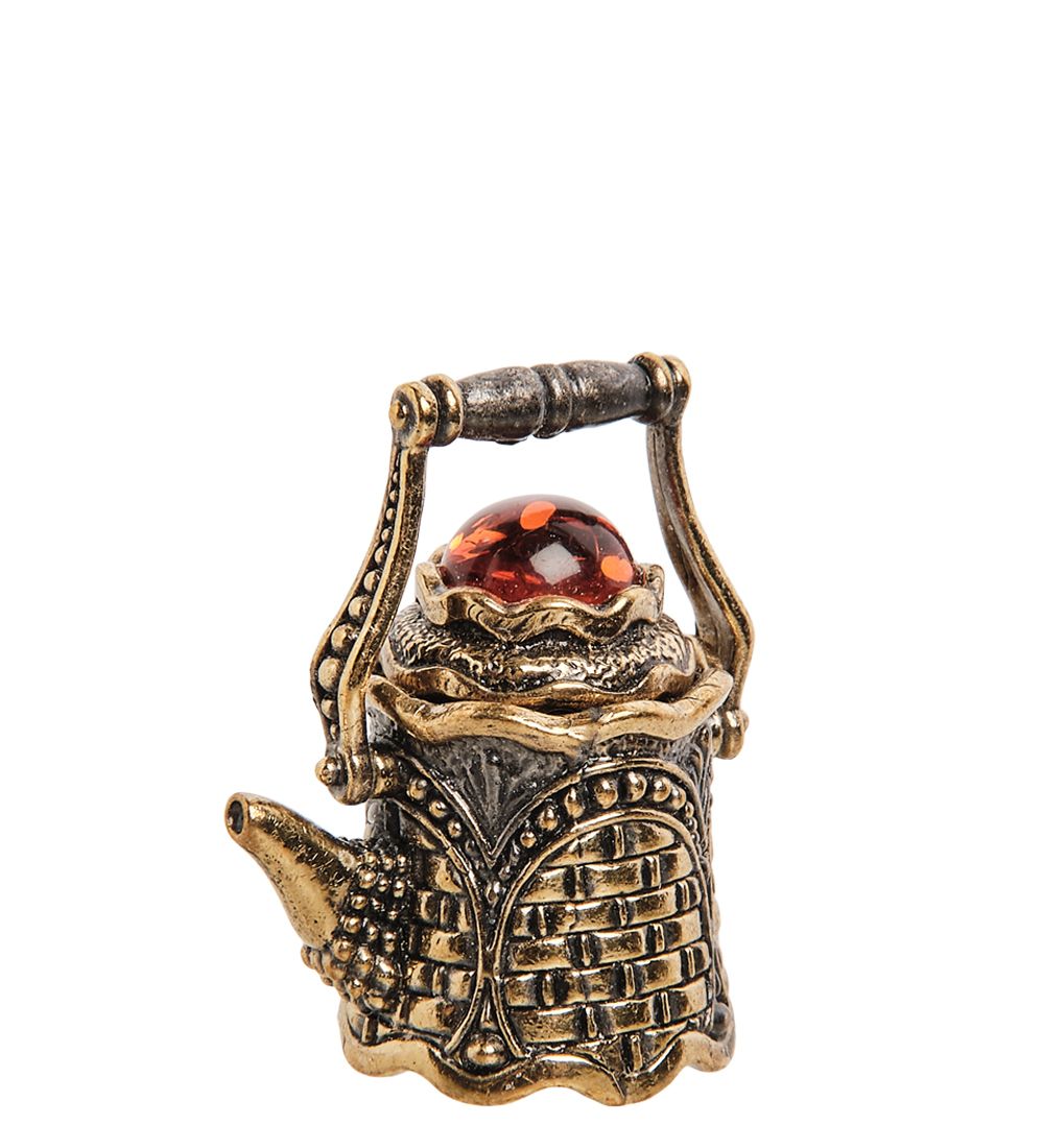 AM-2232 Наперсток «Чайник Крепость» (латунь, янтарь)