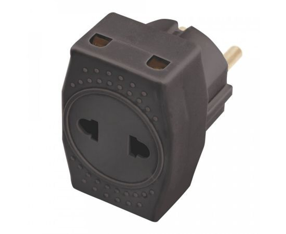 Тройник разветвитель для розетки (трехместный переходник) сетевой плоский черный, 250В, 10A, Stekker ADP10-16-20 39295