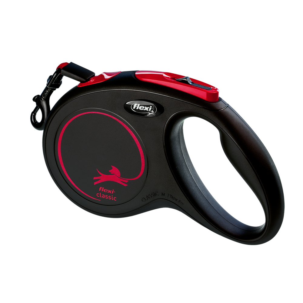 FLEXI рулетка NEW CLASSIC M ремень 5 м до 25 кг, черно - красный