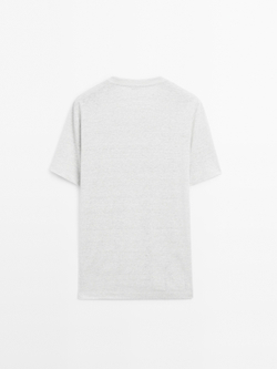 Massimo Dutti Футболка из контрастной трикотажной ткани, серый меланж