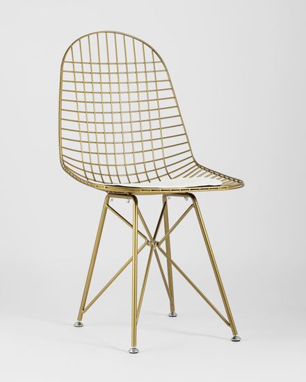 Стул обеденный Eiffel золотой с белой подушкой 4 шт