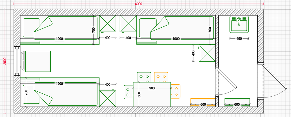Вагон-дом 6х2,45м жилой на 6 человек с тамбуром