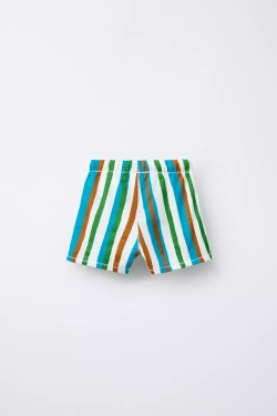 ZARA ШОРТЫ В ПОЛОСКУ С НАШИВКОЙ, РАЗНОЦВЕТНЫЙ