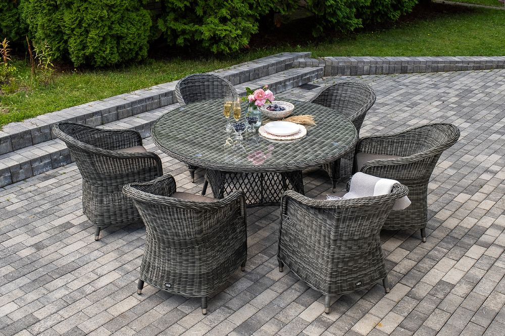 "Эспрессо–150 R" обеденная группа плетеная, цвет графит