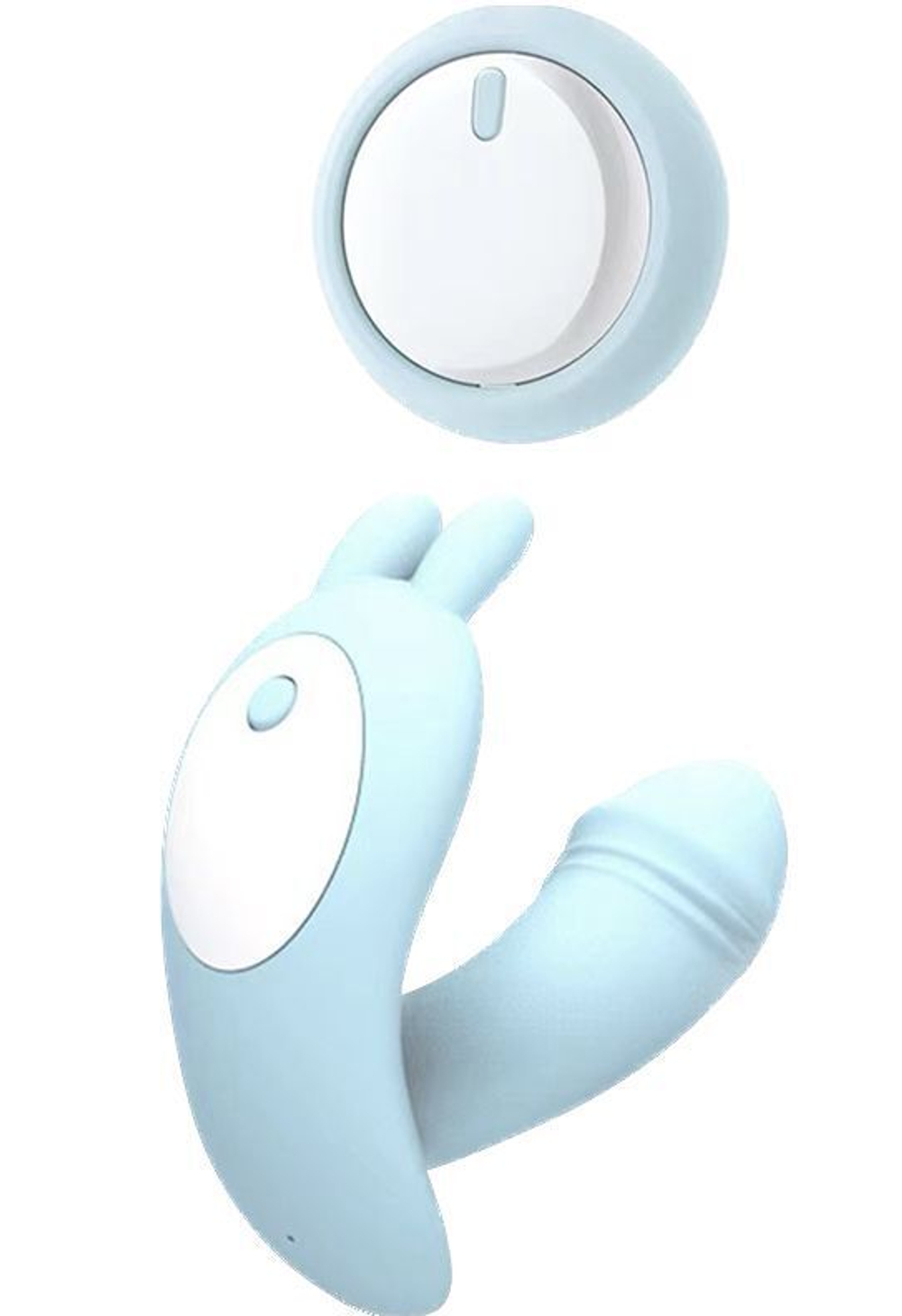 Голубой вибратор Bunny Tickler - 10,7 см. (Цвет: голубой)