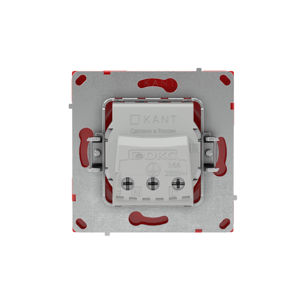 Розетка силовая, 2P+E, без з/ш, KANT, красный сатин