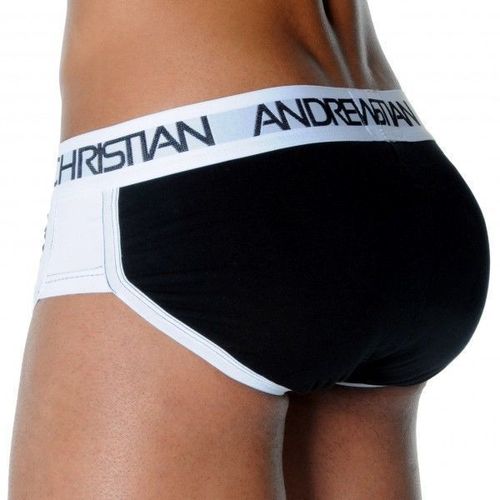 Мужские трусы брифы черные с задним пуш ап Andrew Christian Active Shape Black Brief  AC54