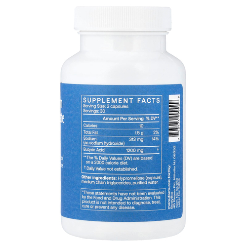 BodyBio, бутират натрия, 60 капсул