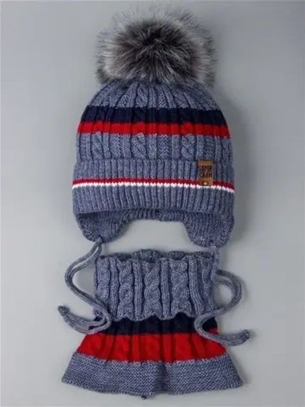 Шапка для мальчика зимняя вязаная и снуд