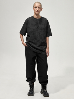 Футболка вареная "Уютная". Черно-серая