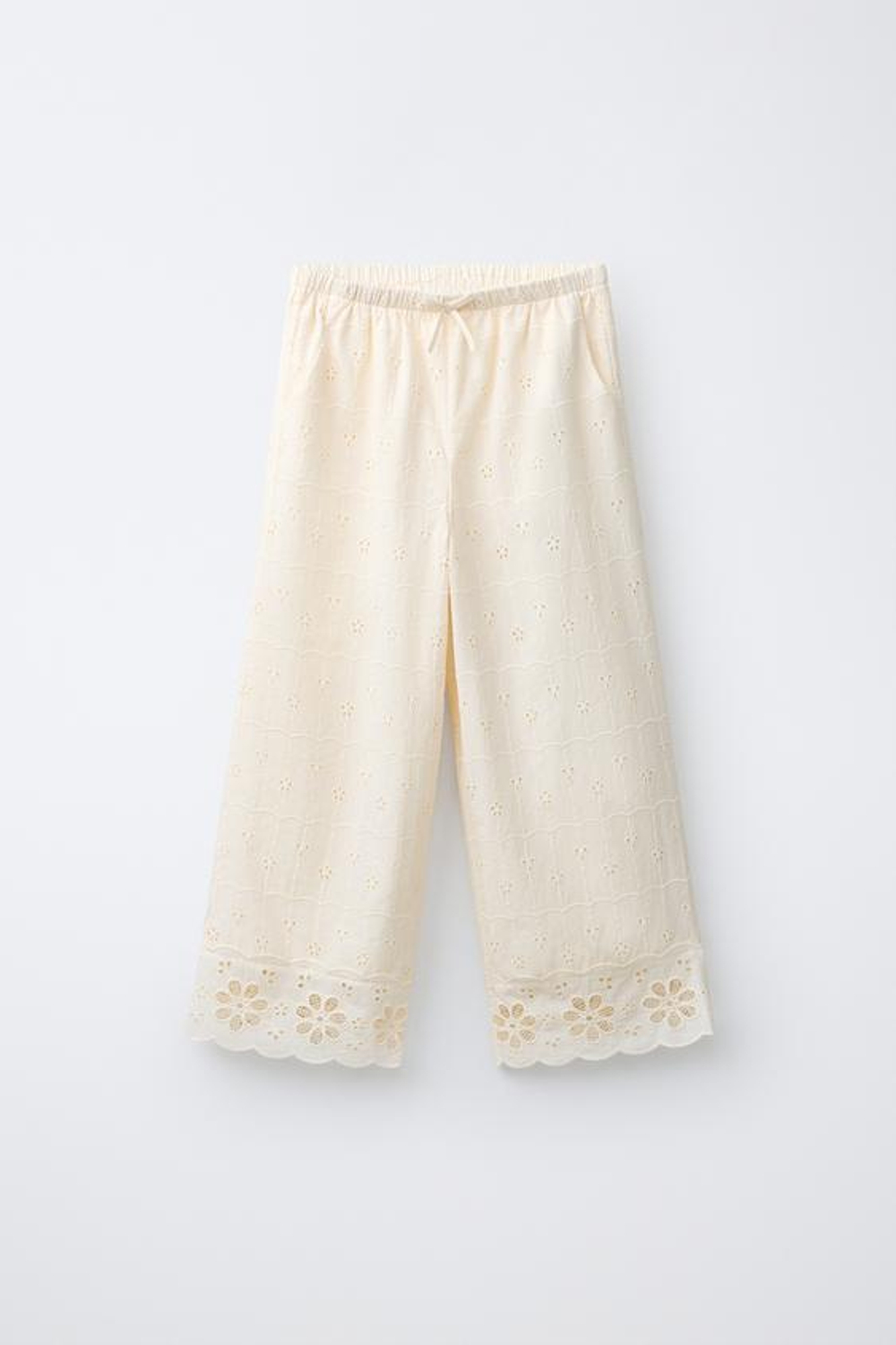 ZARA БРЮКИ WIDE LEG SCHIFFLY, ЭКРЮ