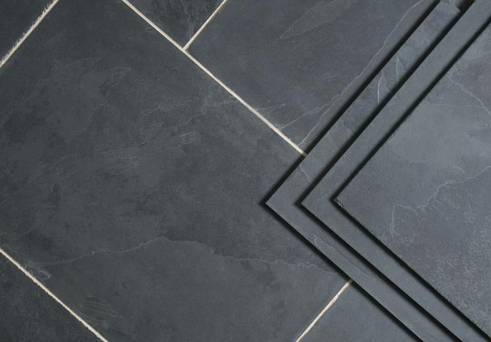 Плитка-сланец черный, натуральный скол Pharaon 600x600x10