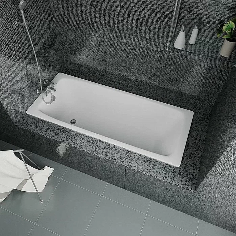 Ванна чугунная Delice Biove Comfort DLR220509RB-AS 170х75 белая с черными матовыми ручками