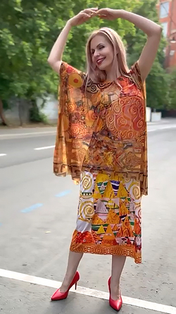 Накидка-пончо из сетки "Солнечный Климт" по мотивам живописи Густава Климта