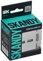 SKANDY Розетка USB A+A 3,1А SK-R15S серебряный IEK