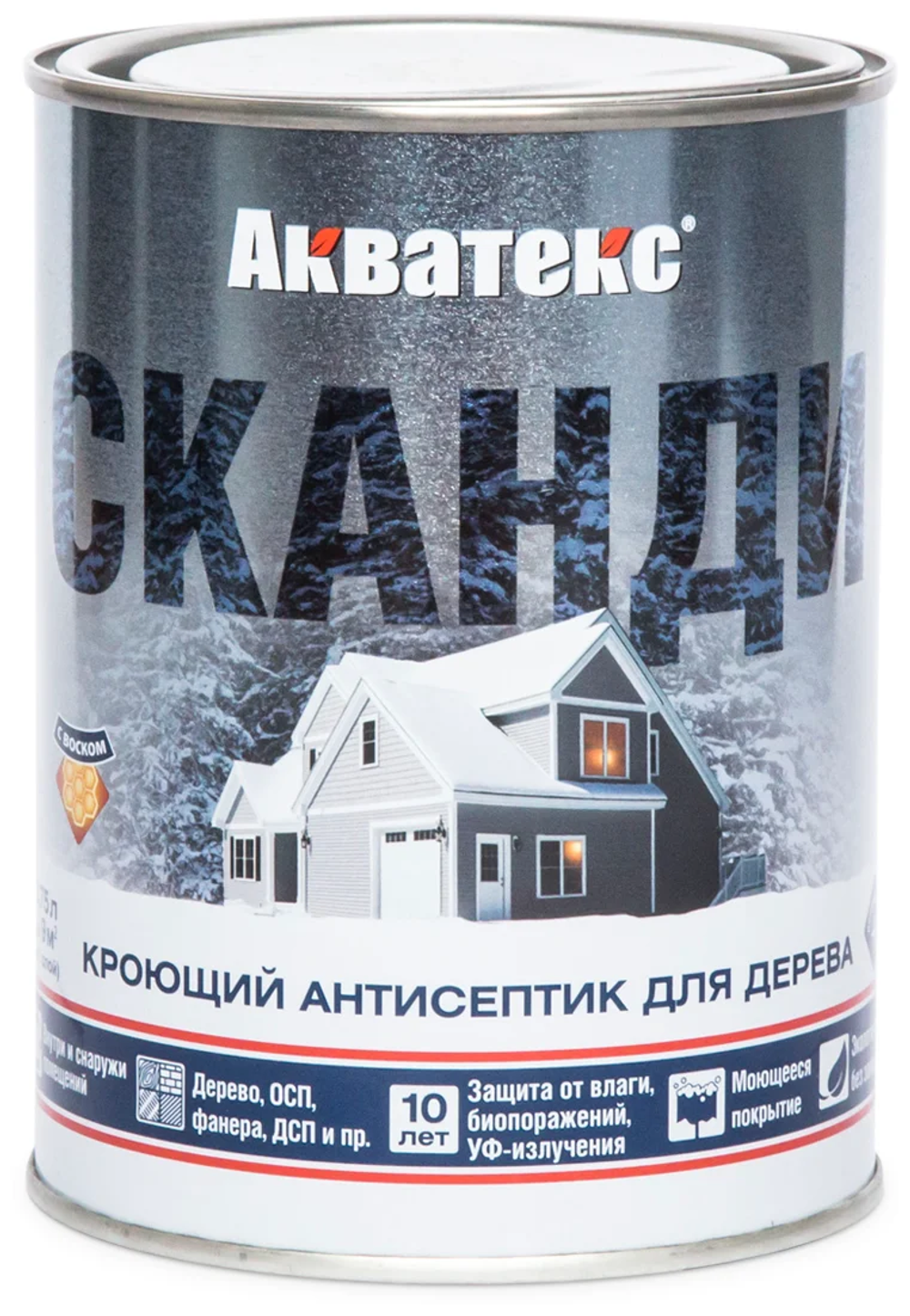 Кроющий антисептик для древесины "Акватекс" Сканди (0,75л) База под колеровку