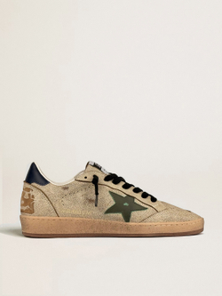 Ball Star in cracked leather with green suede star
