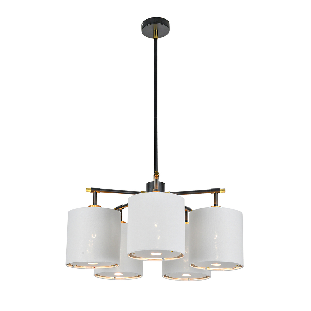 Светильник на штанге 5x60Вт E27, металл/ткань, чёрный