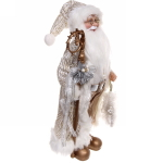 Дед Мороз 45 см в шубе шампань с посохом (без музыки)