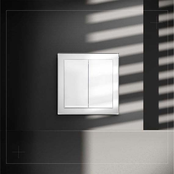 Выключатель встраиваемый Voltum S70 двухклавишный с подсветкой 10А, (белый глянцевый) VLS020201