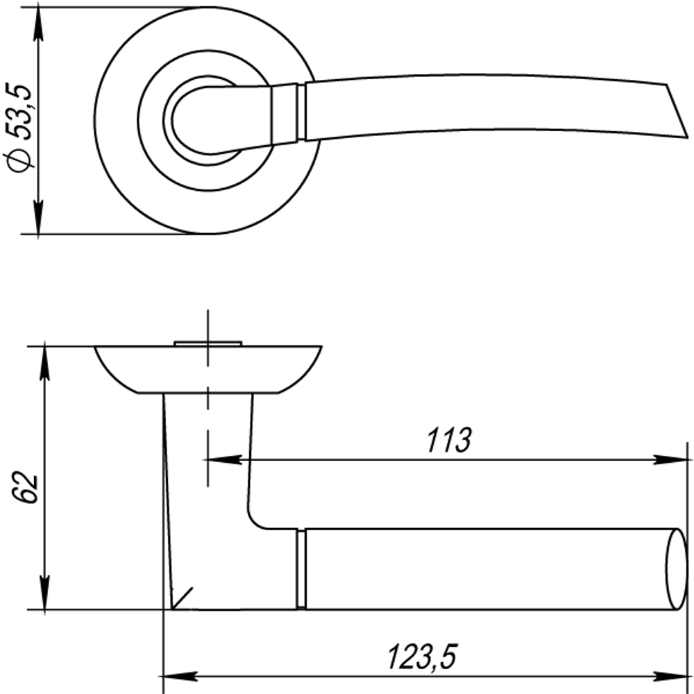 Ручка раздельная R.TL54.ARDEA (ARDEA TL) SN/CP-3 матовый никель/хром