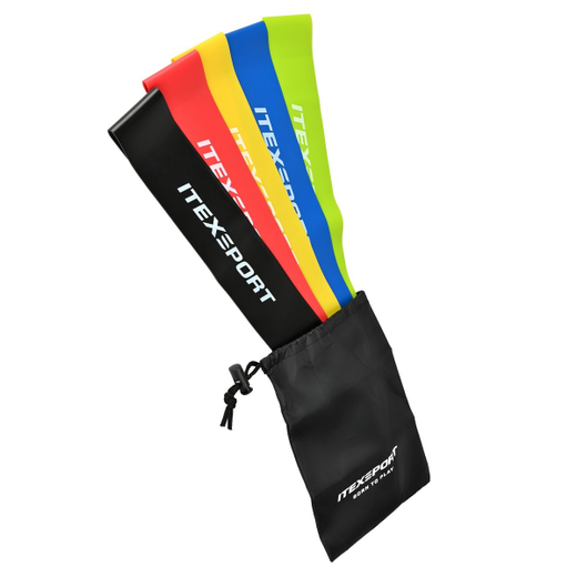 ITEX SPORT резинки для фитнеса, эспандер ленточный (набор 5 шт., сопротивление до 25 кг), оптом